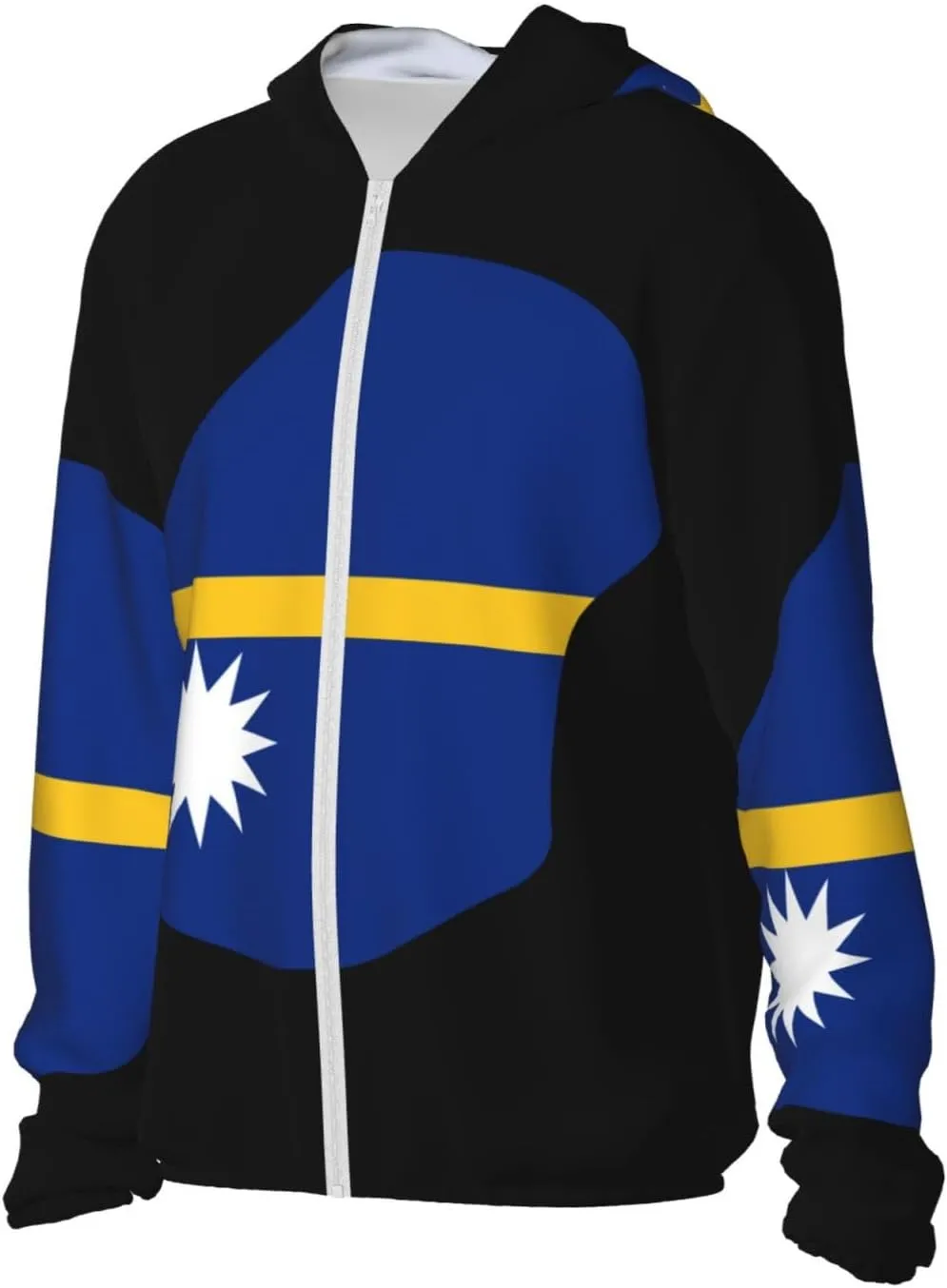 Sun Shirt Jacket Flag of Nauru Map Greece domain digest enterprise document Sun Protection Hoodie Zip Long Sleeve Lightweight 