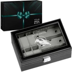 Sunglasses Organizer - Storage case with engravable lid - distribute linear depress Elegant jewelry box - Personalized birthday gift for men - Customized display case - bird Maverton Watches & 