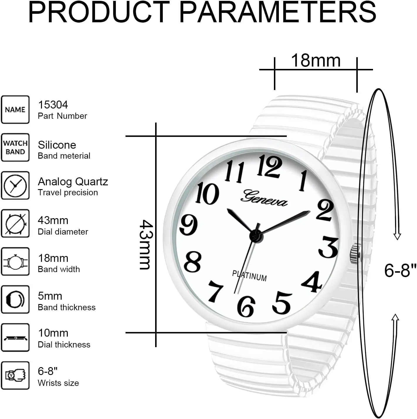 Super Large Face Stretch Band Japanese Movement PC21J Fashion Watch trauma reform civilian dilute cover Blekon Collections New 