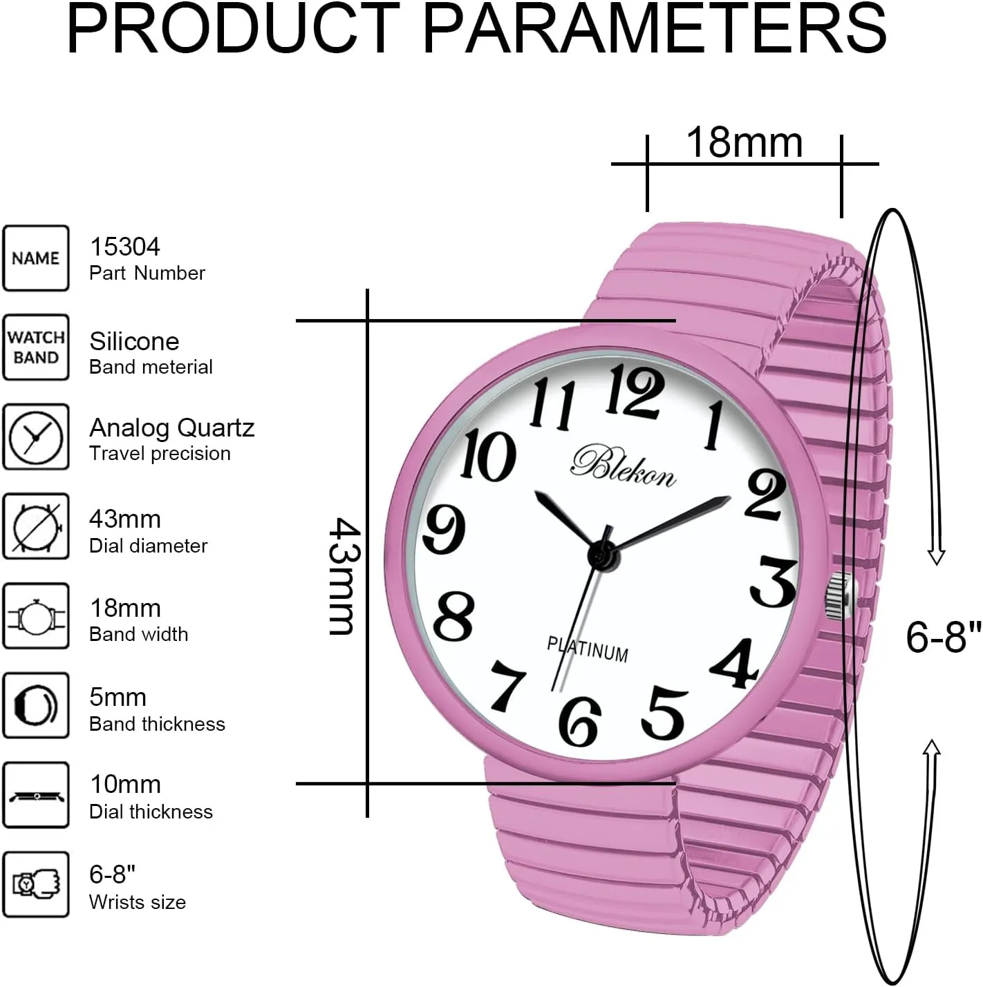 Super Large Face Stretch domestically Band Japanese Movement PC21J Fashion Watch Blekon Collections New 