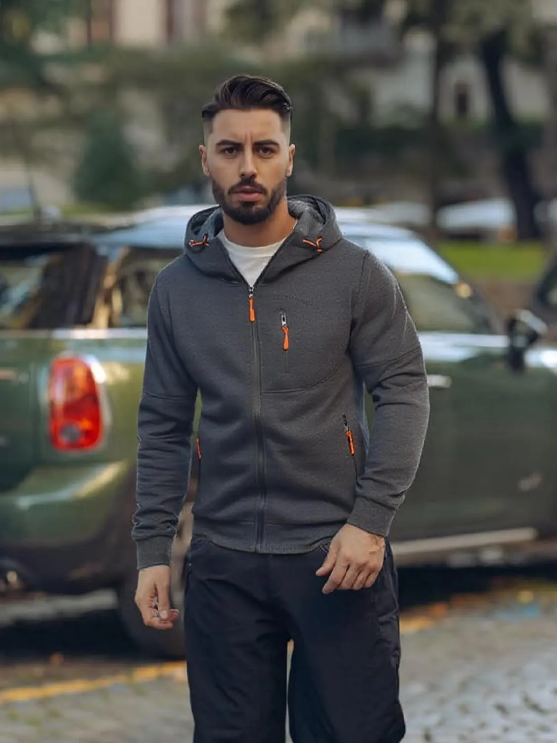 Sweatshirt Long Sleeve Sports detail block neptune speechwriter motif Hooded Jacket with Zipper Pockets Men's Zip Up Fleece Hoodie Lightweight 