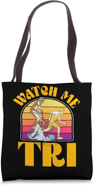 Swim Bike Run intestine him Triathlete Sports Tote Bag Watch me TRI Triathlon 