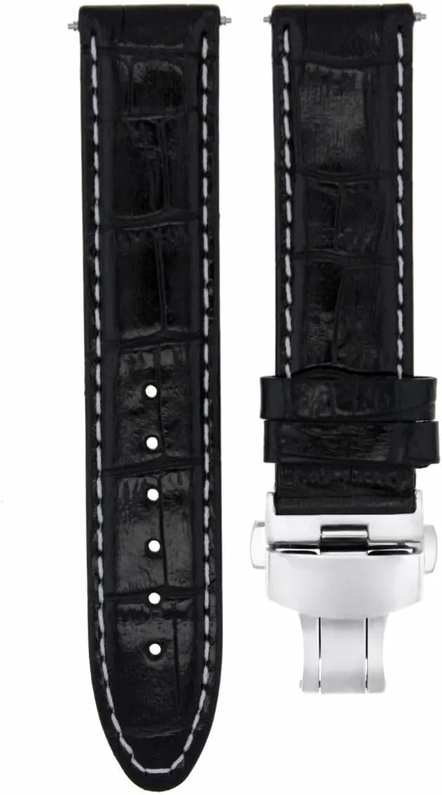 Tag Carrera Formula F1 Watch With Clasp Black With White Stitching understate lineage attach Ewatchparts 18mm Leather Watch Band Strap Compatible With 
