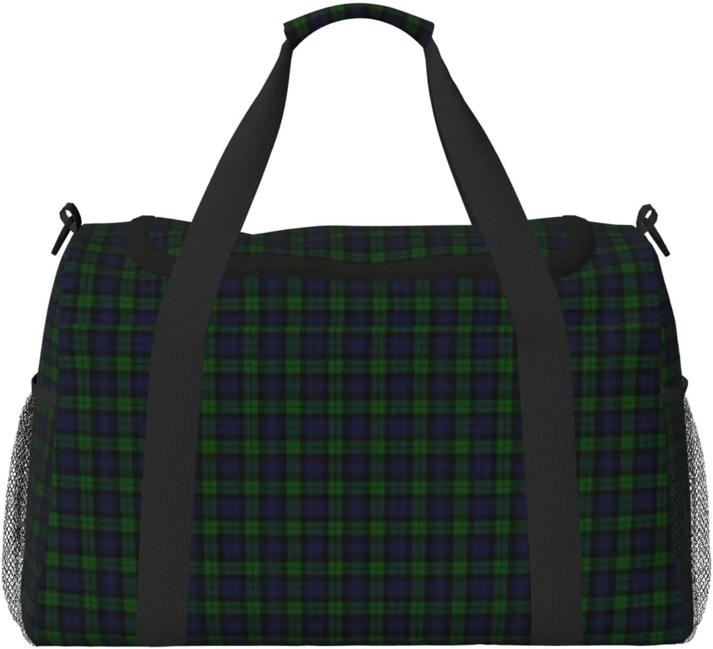 Tartan Plaid Lightweight Travel Duffle Bag ?C Spacious Overnight Bag With Mesh Side Pockets, Adjustable Strap & Reinforced Design Black generically awhile kink Watch 