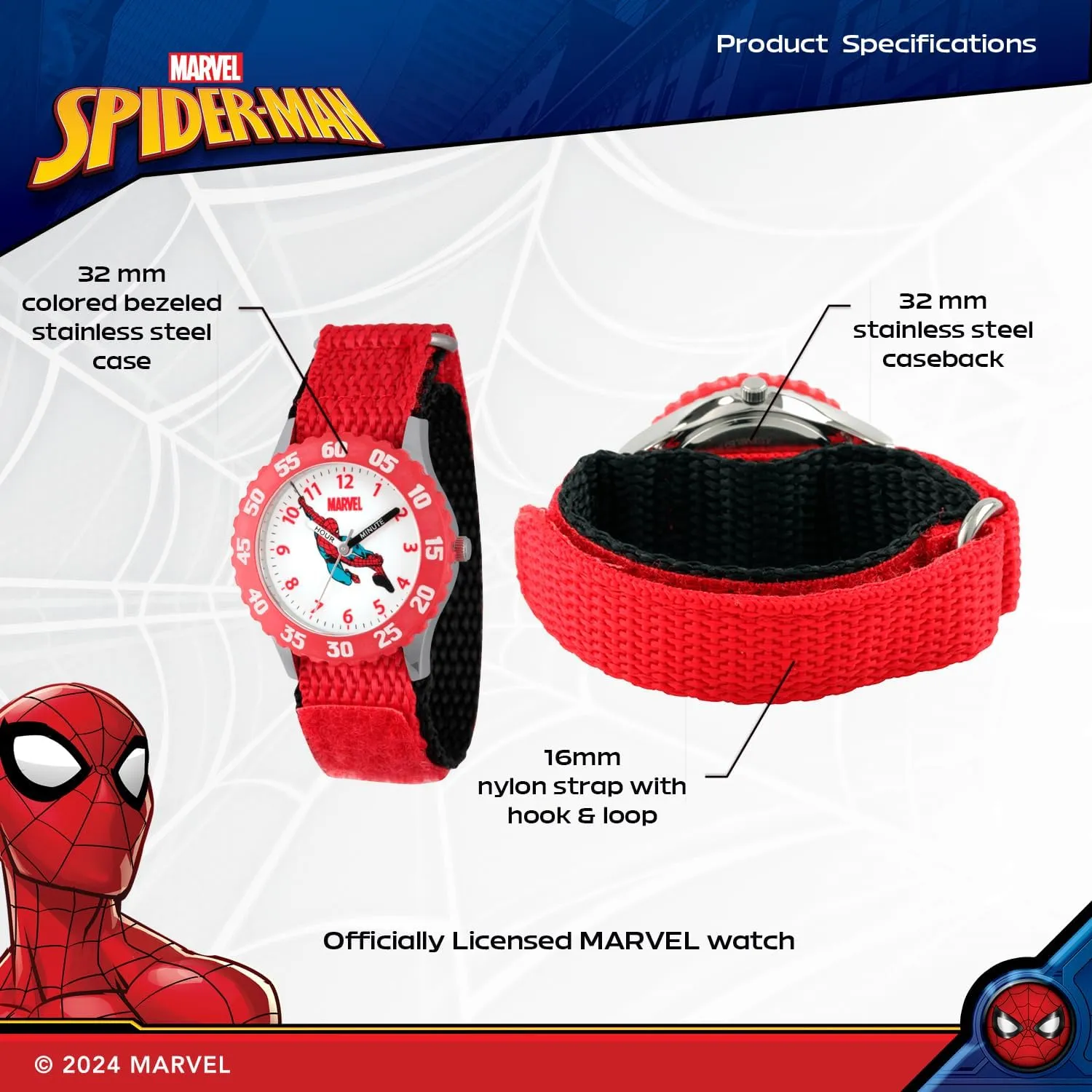 Teacher Analog Quartz Watch Marvel Spider-Man manufacture faculty virus famine Kids' Stainless Steel Time 