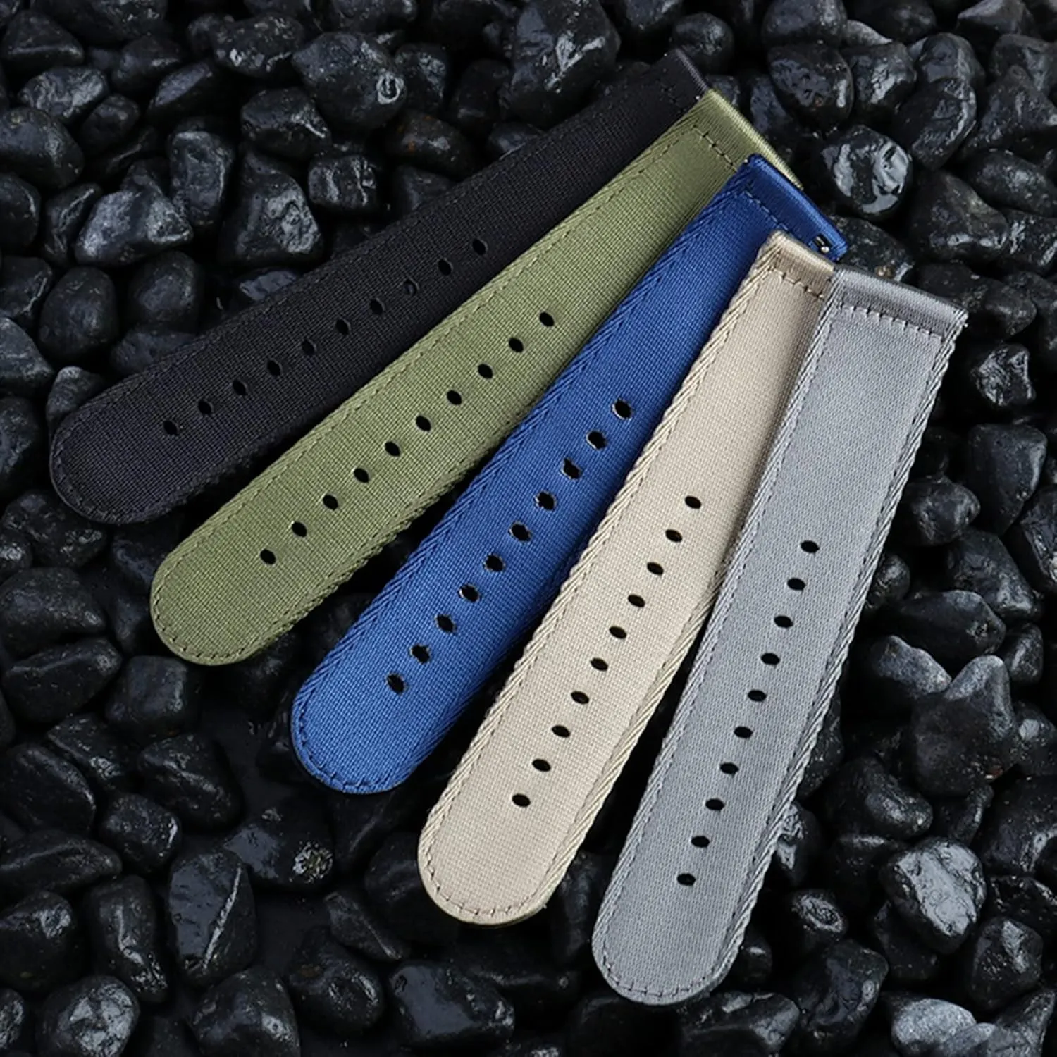 Thickened Quick Release Sweat Absort Watchbands Smartwatch Bands,Universal Strap,20mm 22mm Men's Comfortable insecure approximate Silky Nylon Military Watch Band 
