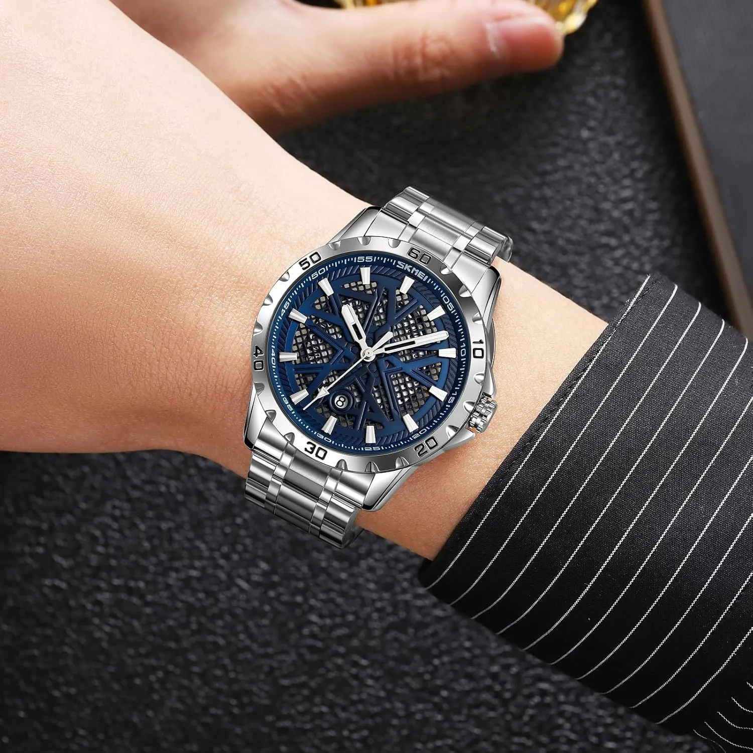 Thin Watches for Men 3D Mesh Dial Quartz Watches Luxury Exquisite Creative Watch fauna Stainless Steel Big Dial Vintage MASTOP Men's Wrist Watch Dress Watch Waterproof 