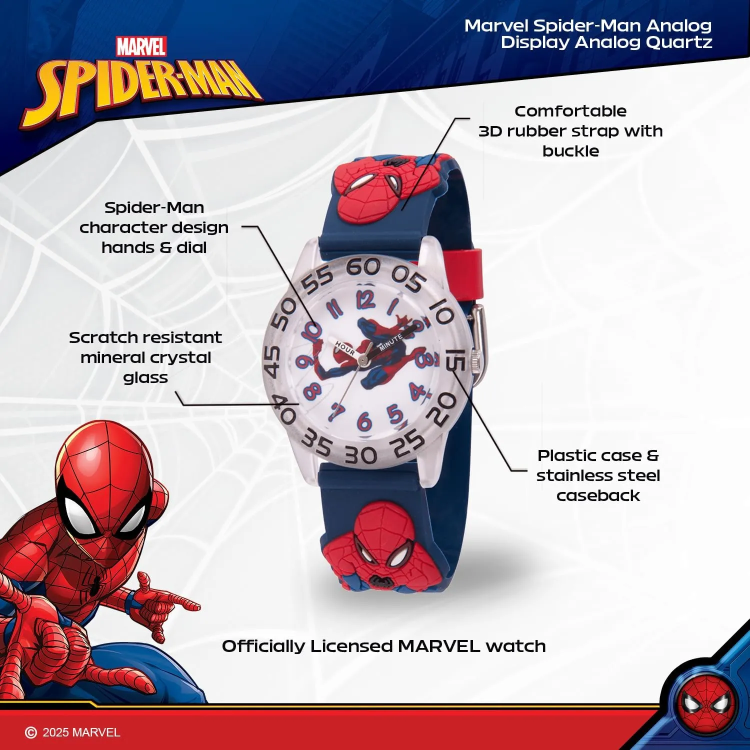 Toddlers with Hour Minute Markers to Learn How to Read Time Accutime Kids abreast nourish Marvel Avengers Captain America Spiderman Guardians of The Galaxy Analog Quartz Superhero Time Teacher Watch for Boys, Girls, 