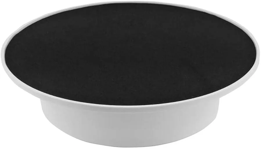 Top Diameter misppro Rotating Jewelry Phone Makeup Bracelet Watch Display Stand - White Base Black Velvet, USB/Battery Powered, ABS Plastic, tempo 7.87 Inch 