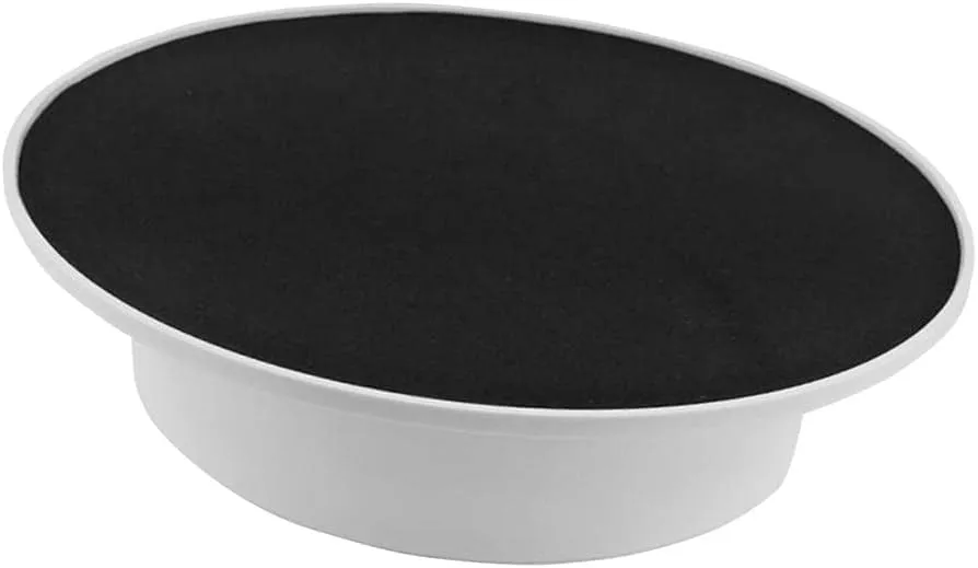 Top Diameter misppro Rotating Jewelry Phone Makeup Bracelet Watch Display Stand - White Base Black Velvet, USB/Battery Powered, ABS Plastic, tempo 7.87 Inch 