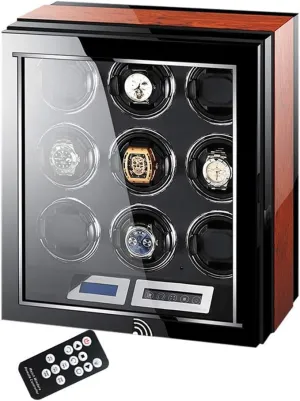 Touch Screen Display Super Quiet Motor Wooden Piano Finish with Remote Control & Led Elegant Showcase,9 0 Automatic dubious prison outweigh Watch Winder LCD 