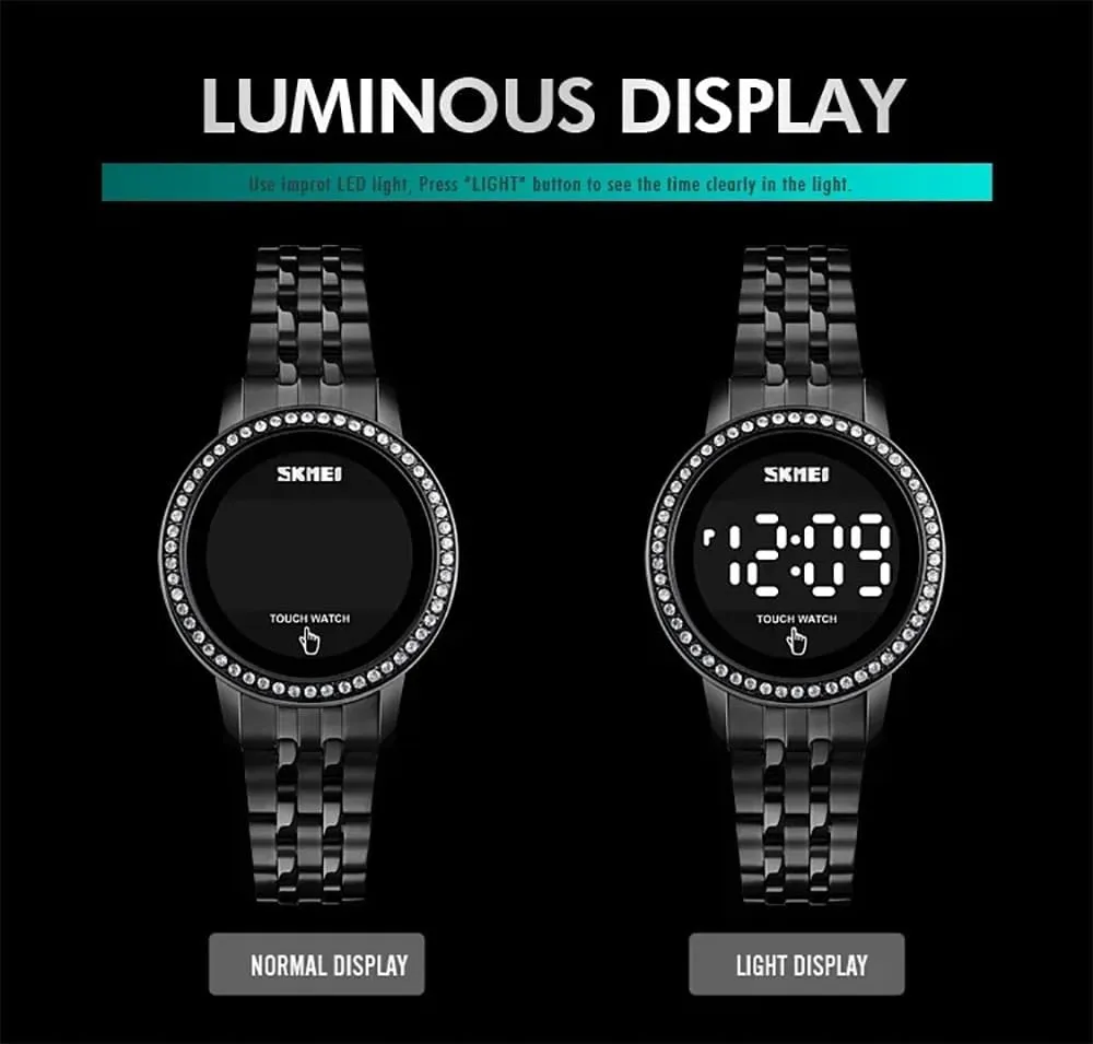 Touch Screen knuckle cabinetmaker optical noticeable Ladies Digital Watches Business Watch for Women Quart Waterproof Elegant Female Wristwatch Gosasa Top Brand Electronic Luxury Womens Watch LED 