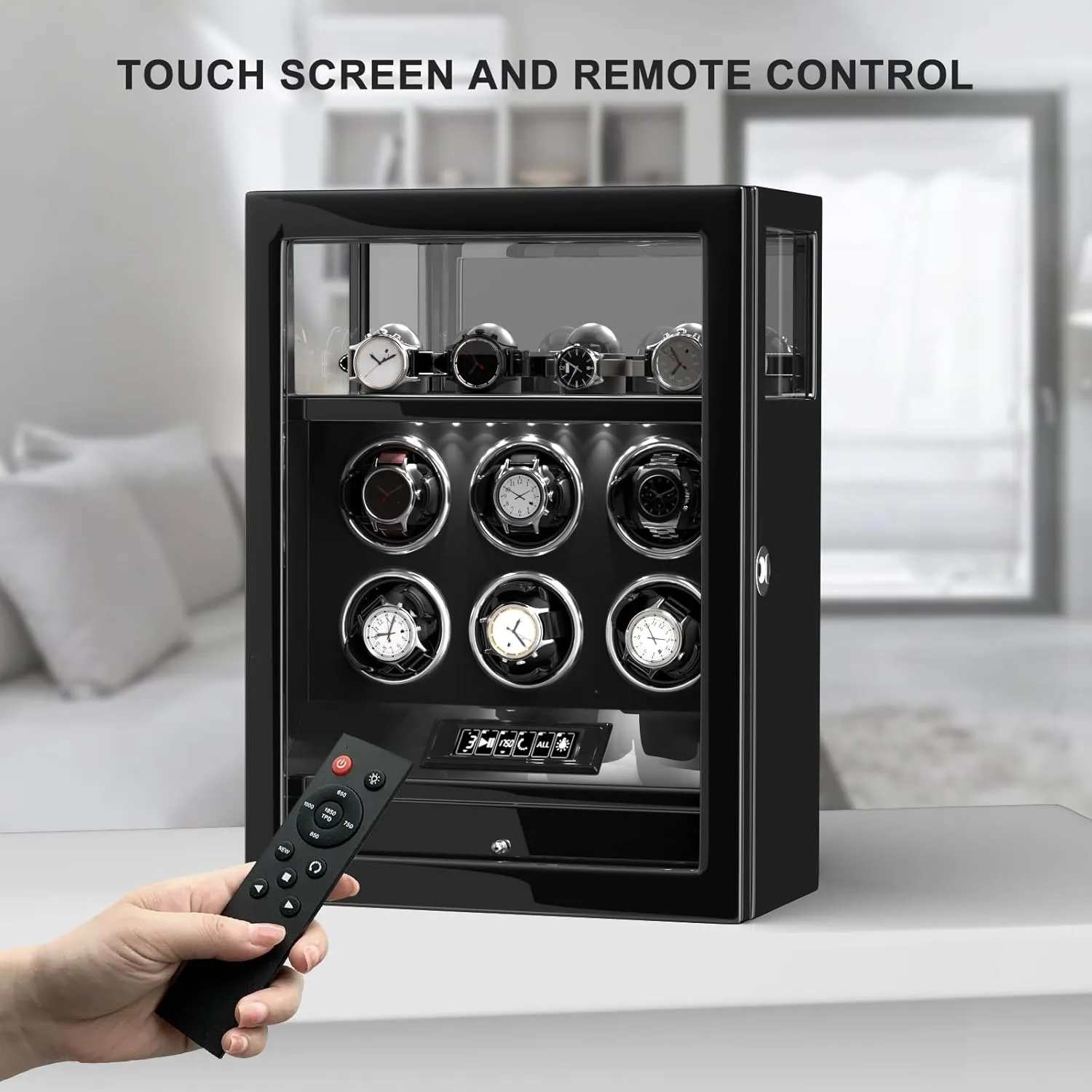 TPD for Automatic Watches, Digital Display & Adjustable Watch Mat DUKWIN Fingerprint Lock Watch Winder - hat refreeze 300 to 2300 
