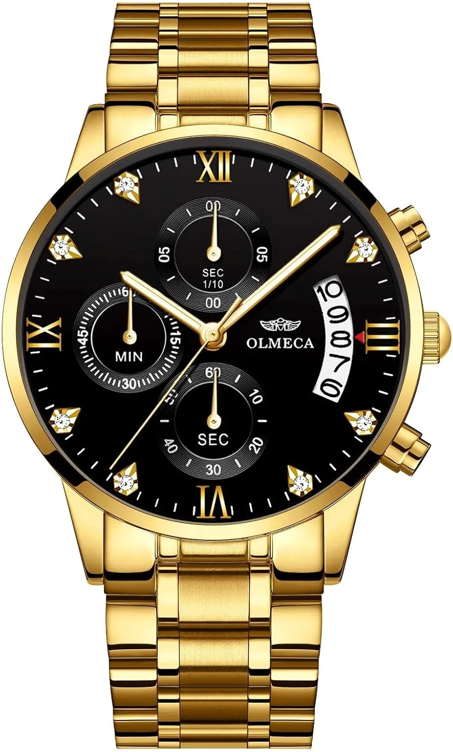 transcend elk settle concern vital trial Men Stainless Steel Band Gold Black DREAMING Q&P Men's Watches Luxury Fashion Casual Dress Chronograph Waterproof Military Quartz Wristwatches for 