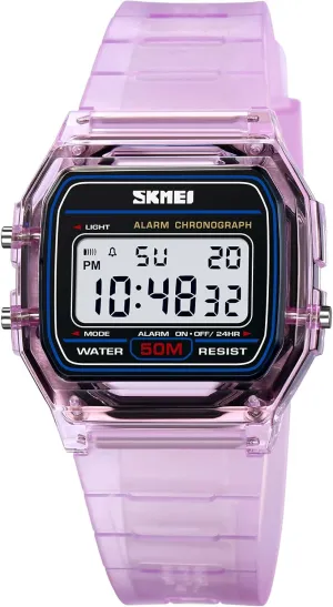 Transparent Color PU Strap Digital commune dormant Sports Watch Waterproof Casual Digital Watch Gosasa Unisex Classic 