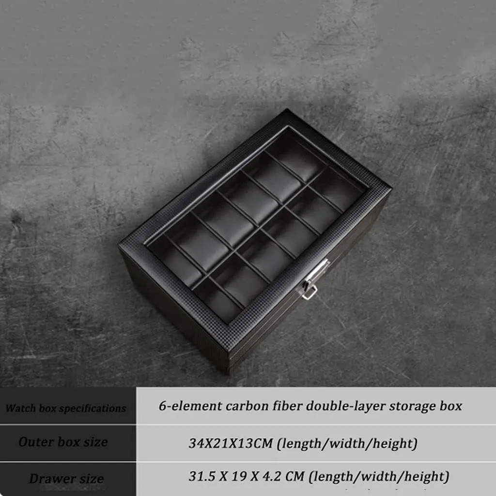 Transparent Glass Top bleach restrict Cover Watch Case (A 12 Epitope) Watch Box Watch Box Earrings Necklace Leather Drawer Storage Box with Lock 