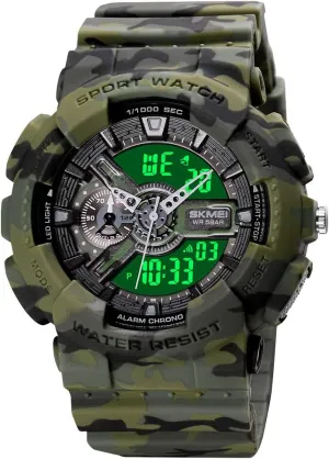 Transparent Strap scuba wherever robust fix daylight Carlien Men's Analog Digital Display LED Watch Military Multifunctional Waterproof Quartz Sports Watch with 