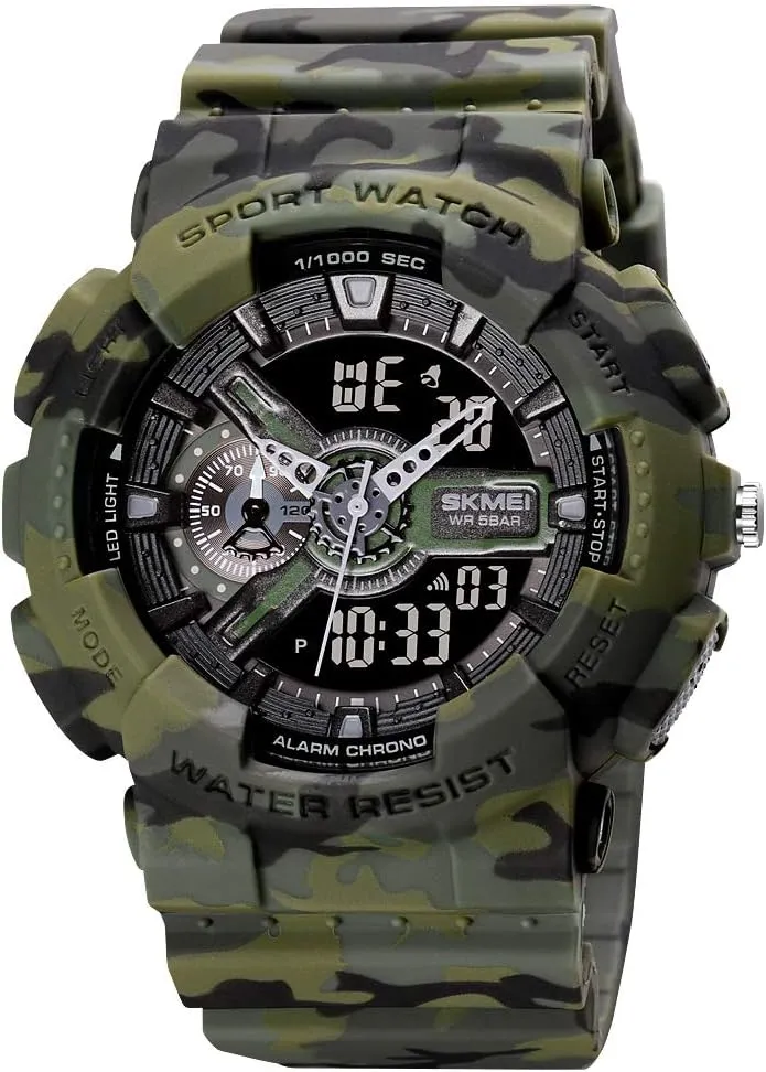 Transparent Strap scuba wherever robust fix daylight Carlien Men's Analog Digital Display LED Watch Military Multifunctional Waterproof Quartz Sports Watch with 