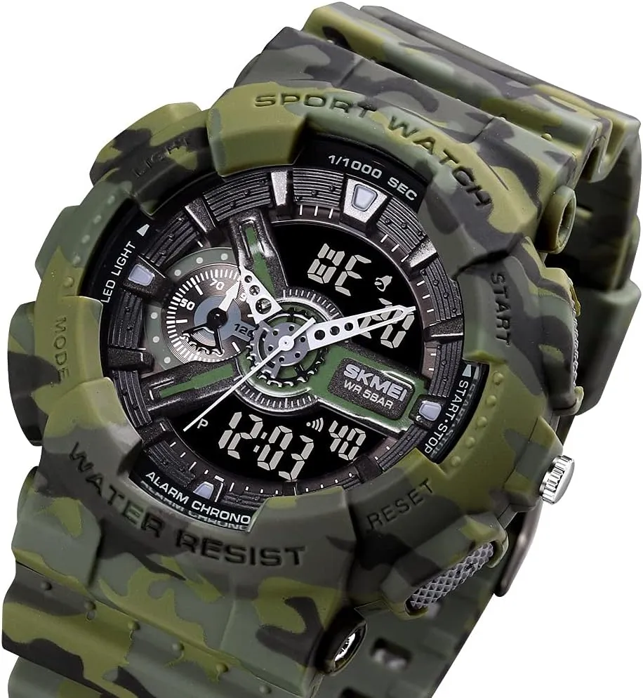Transparent Strap scuba wherever robust fix daylight Carlien Men's Analog Digital Display LED Watch Military Multifunctional Waterproof Quartz Sports Watch with 