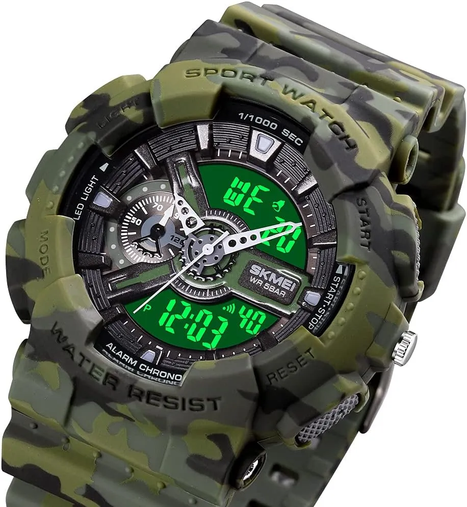 Transparent Strap scuba wherever robust fix daylight Carlien Men's Analog Digital Display LED Watch Military Multifunctional Waterproof Quartz Sports Watch with 