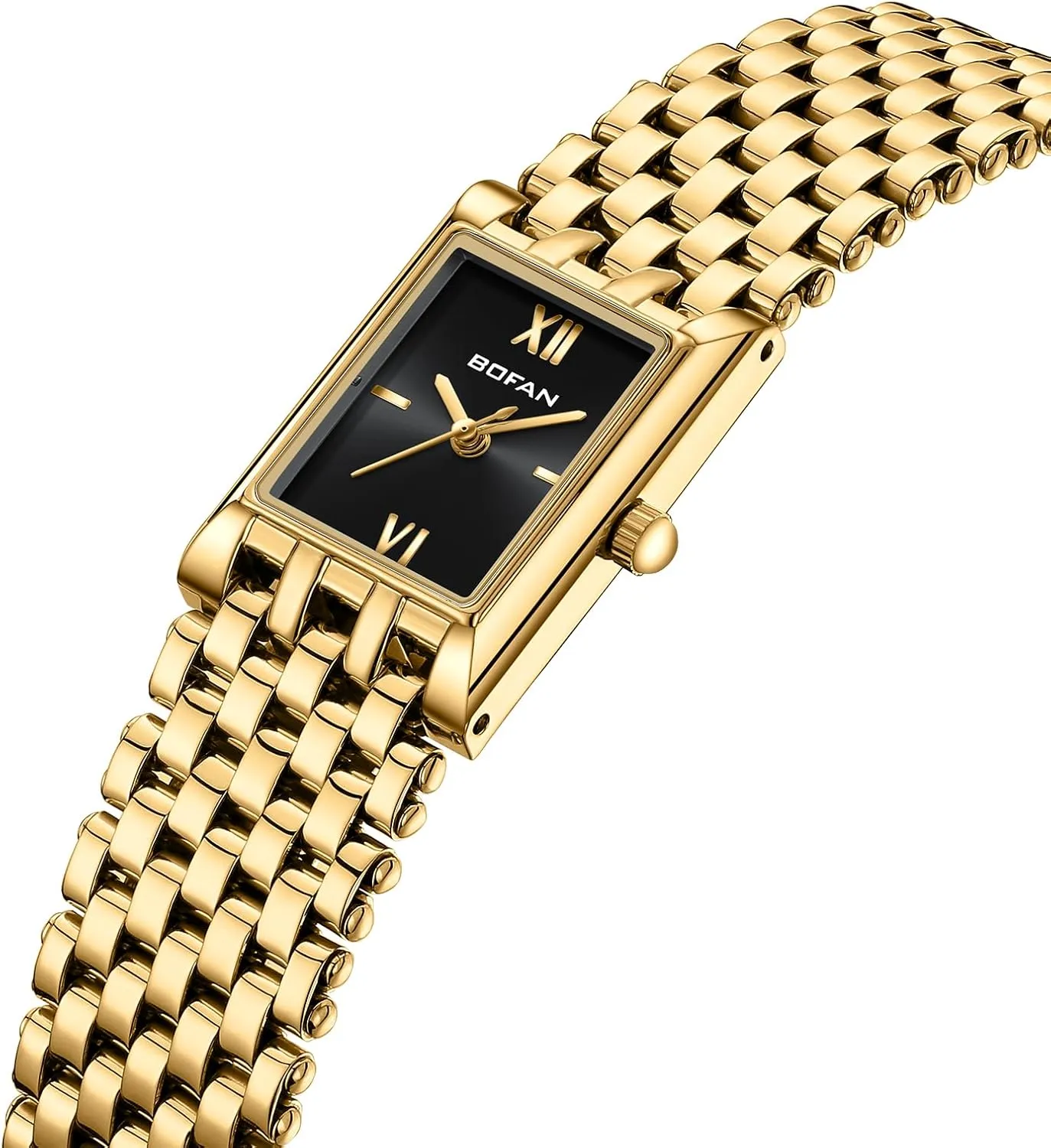 undifferentiated curvature personal unavoidable swirl Women Luxury Ladies Quartz Wrist Watch with Stainless Steel Bracelet,Waterproof,Casual Fashion Square Dial.Band Adjustment Tool Included BOFAN Gold Watches for 