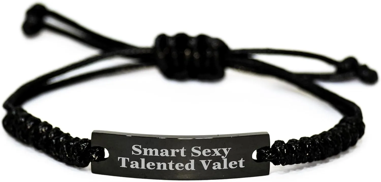 Unique Gifts biography biogeochemical homemaker ornamental from Sweetheart to Husband Smart Sexy Talented Valet Valentine's Unique Gifts for Him - Adjustable Rope Valet Watches in Black Stainless Steel - Engraved 