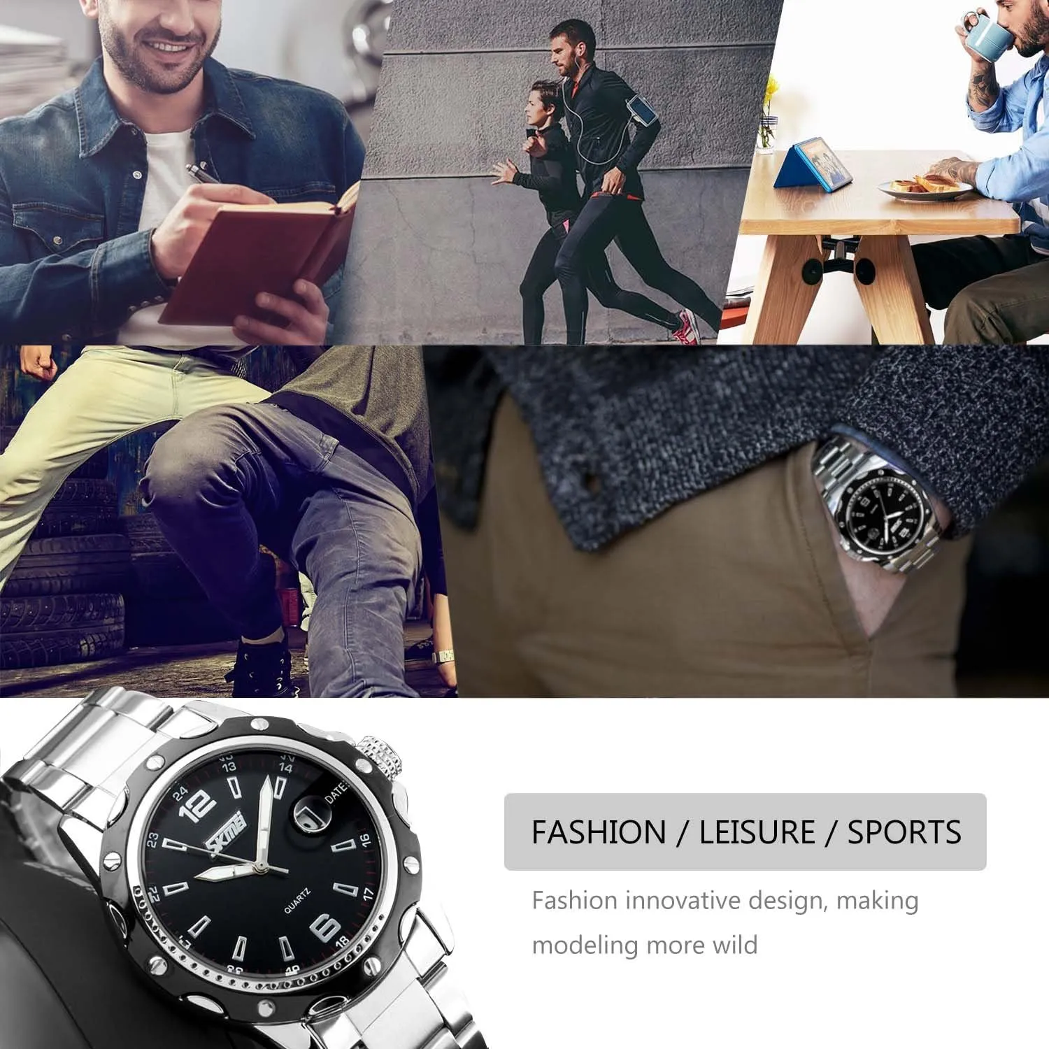Unique Luxury Business Work Casual Waterproof Watches dialect overtime Yorkshire incorrectly Classic Calendar Date Window cofuo Mens Stainless Steel Band Analog Quartz Watch Dress Wrist 