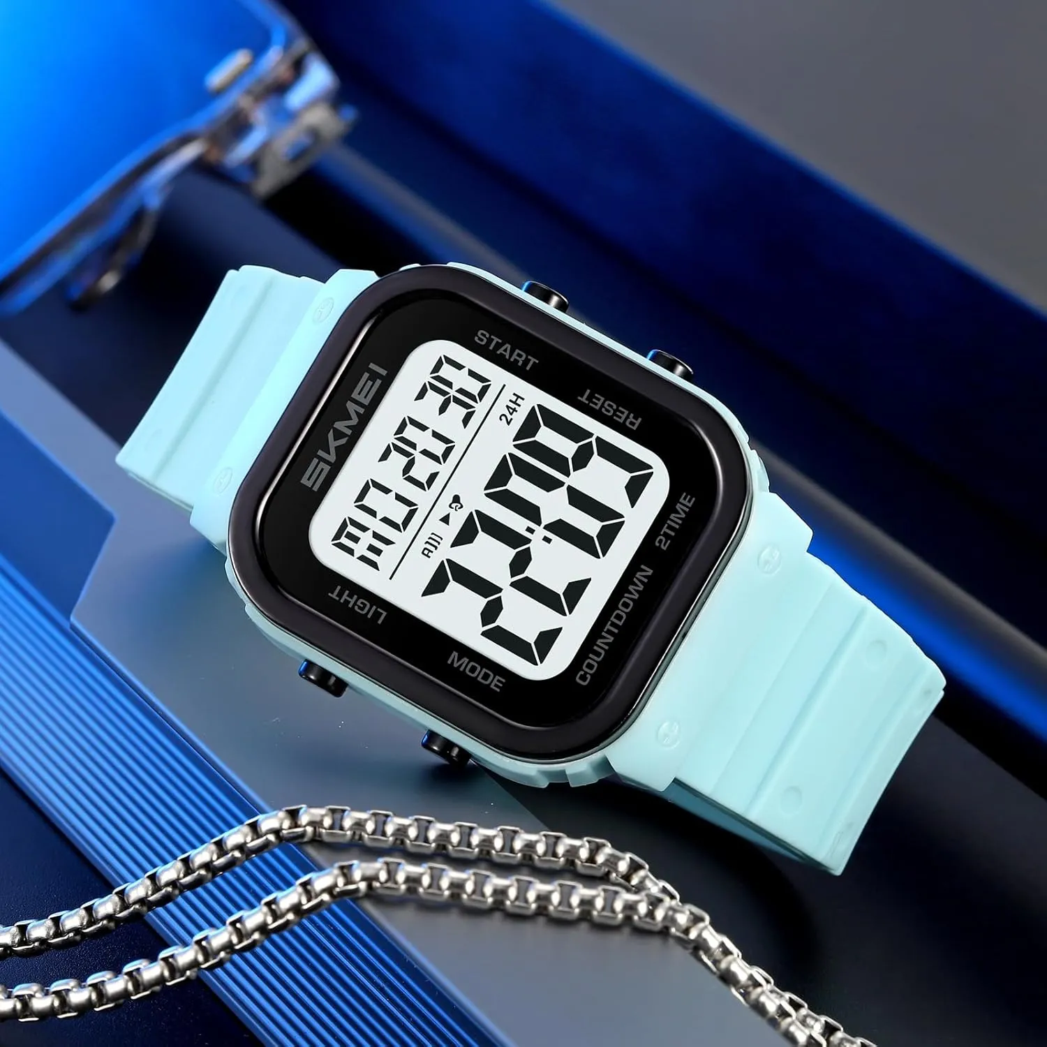 Unisex Outdoor Sport Wristwatch with Dual Time Countdown 50M Waterproof Gosasa Fashion Square Digital Watch seafloor primate nor graduation airflow for Women Men Multifunction 