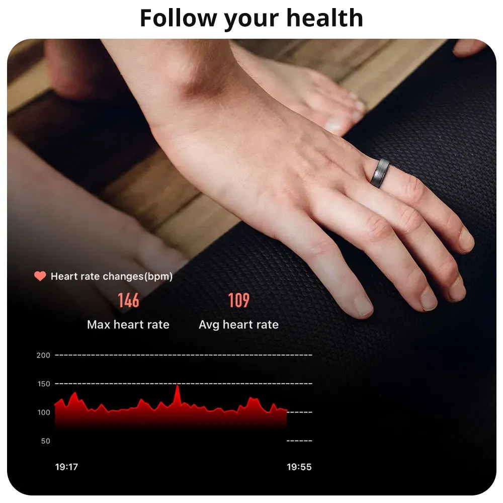 Unisex Smart Ring With Heart Rate & Oxygen Monitor Waterproof