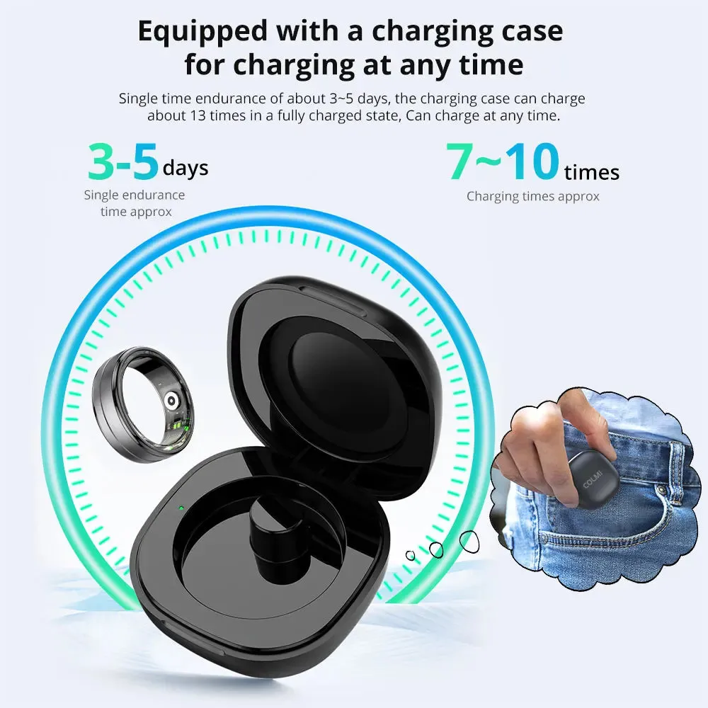 Unisex Smart Ring With Heart Rate & Oxygen Monitor Waterproof