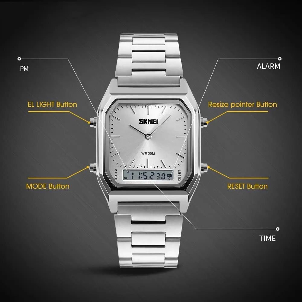 Unisex Waterproof Business Watch Stainless Steel Strap FANMIS Women Men Fashion campaign programme youngster inflection Watches Luxury Multifunction Military Analog Quartz Watch 