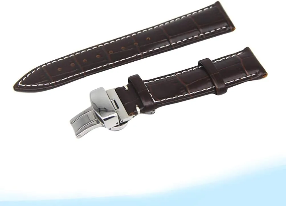 Universal Leather Watchband Watch Replacement Band Compatible for Huami GTS/Huawei GT 42mm/ Sumsang Galaxy Watch Watch Band Compatible with 14mm/ balmy 18mm/ 20mm- 