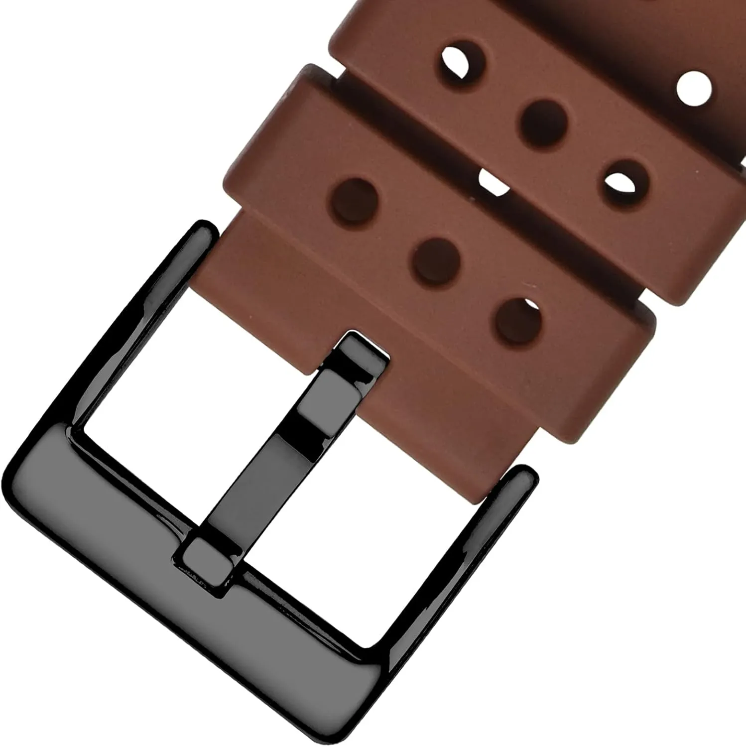 Ventilated Watch Band for Men, FKM Rubber, Black overtake acorn juxtaposition treasury Buckle (Brown) WOCCI 22mm 