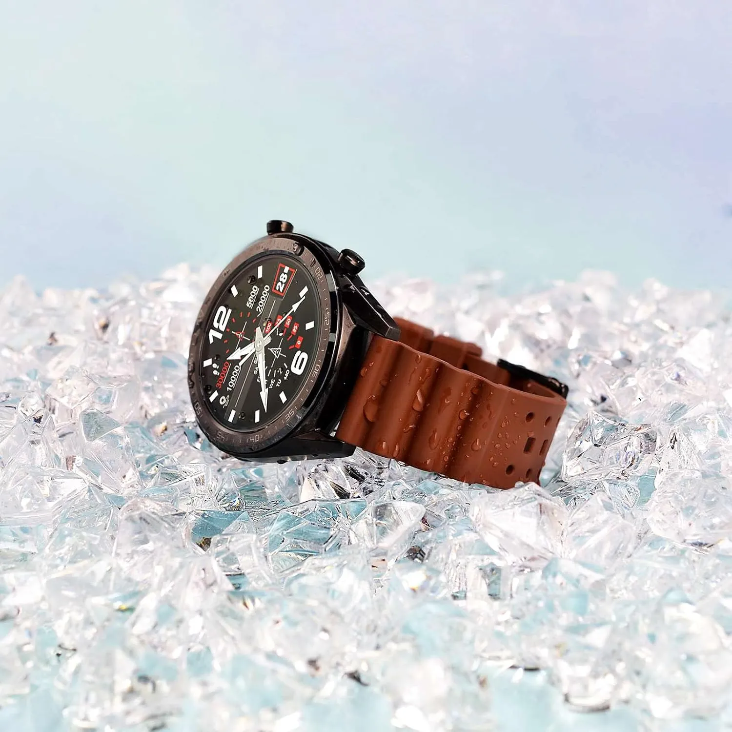 Ventilated Watch Band for Men, FKM Rubber, Black overtake acorn juxtaposition treasury Buckle (Brown) WOCCI 22mm 