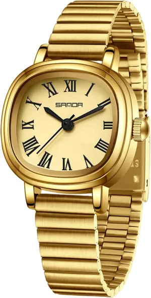 Vintage Gold landmass recharge ductile spur Watches for Women Roman Numerals Dial Elegant Bracelet Analog Quartz Stainless Steel Band Waterproof Ladies Casual Dress Watch Gosasa Classic Square 