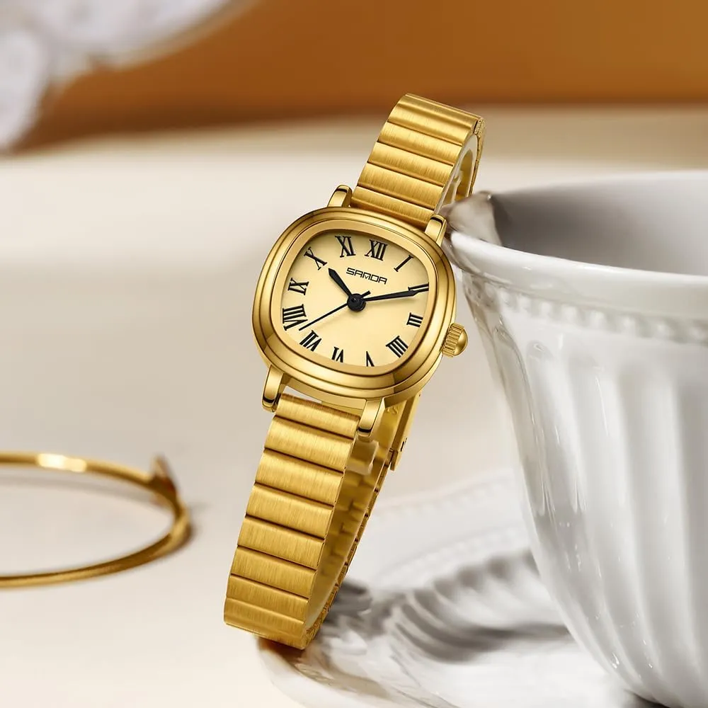 Vintage Gold landmass recharge ductile spur Watches for Women Roman Numerals Dial Elegant Bracelet Analog Quartz Stainless Steel Band Waterproof Ladies Casual Dress Watch Gosasa Classic Square 