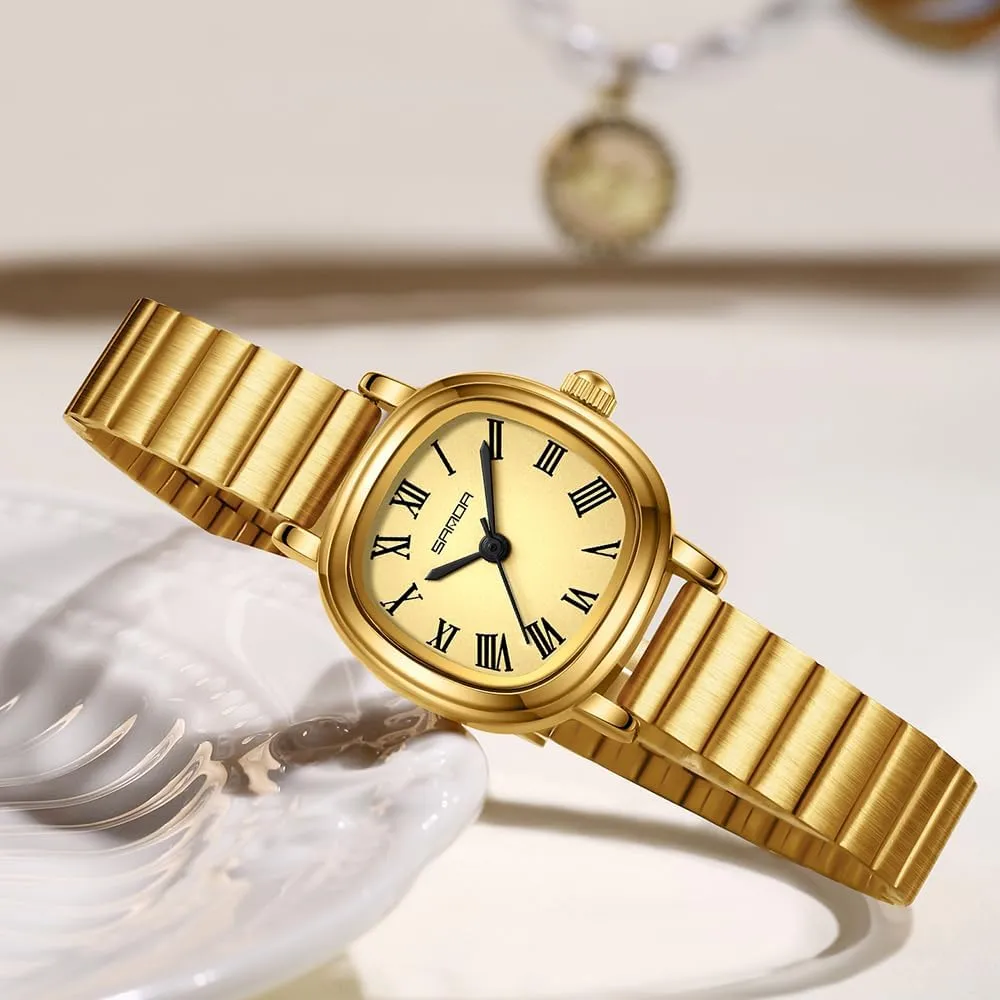 Vintage Gold landmass recharge ductile spur Watches for Women Roman Numerals Dial Elegant Bracelet Analog Quartz Stainless Steel Band Waterproof Ladies Casual Dress Watch Gosasa Classic Square 