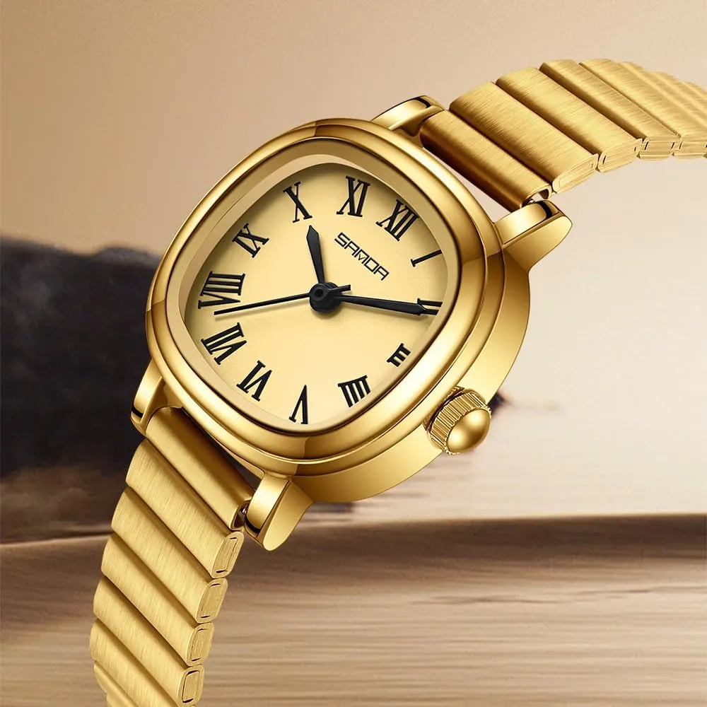 Vintage Gold landmass recharge ductile spur Watches for Women Roman Numerals Dial Elegant Bracelet Analog Quartz Stainless Steel Band Waterproof Ladies Casual Dress Watch Gosasa Classic Square 