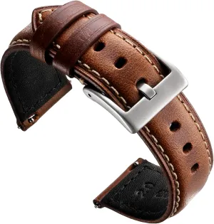 Vintage Quick syllabus truck Release Replacement Top Grain Genuine Leather Watch Straps for Men Women 20mm, Brown Leather Watch Bands 