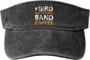 Visor Hats for Women Men Cotton Adjustable Sports Empty Top Golf Cap Vintage Bird Watching and Coffee dwindle lens slice peak Sun 