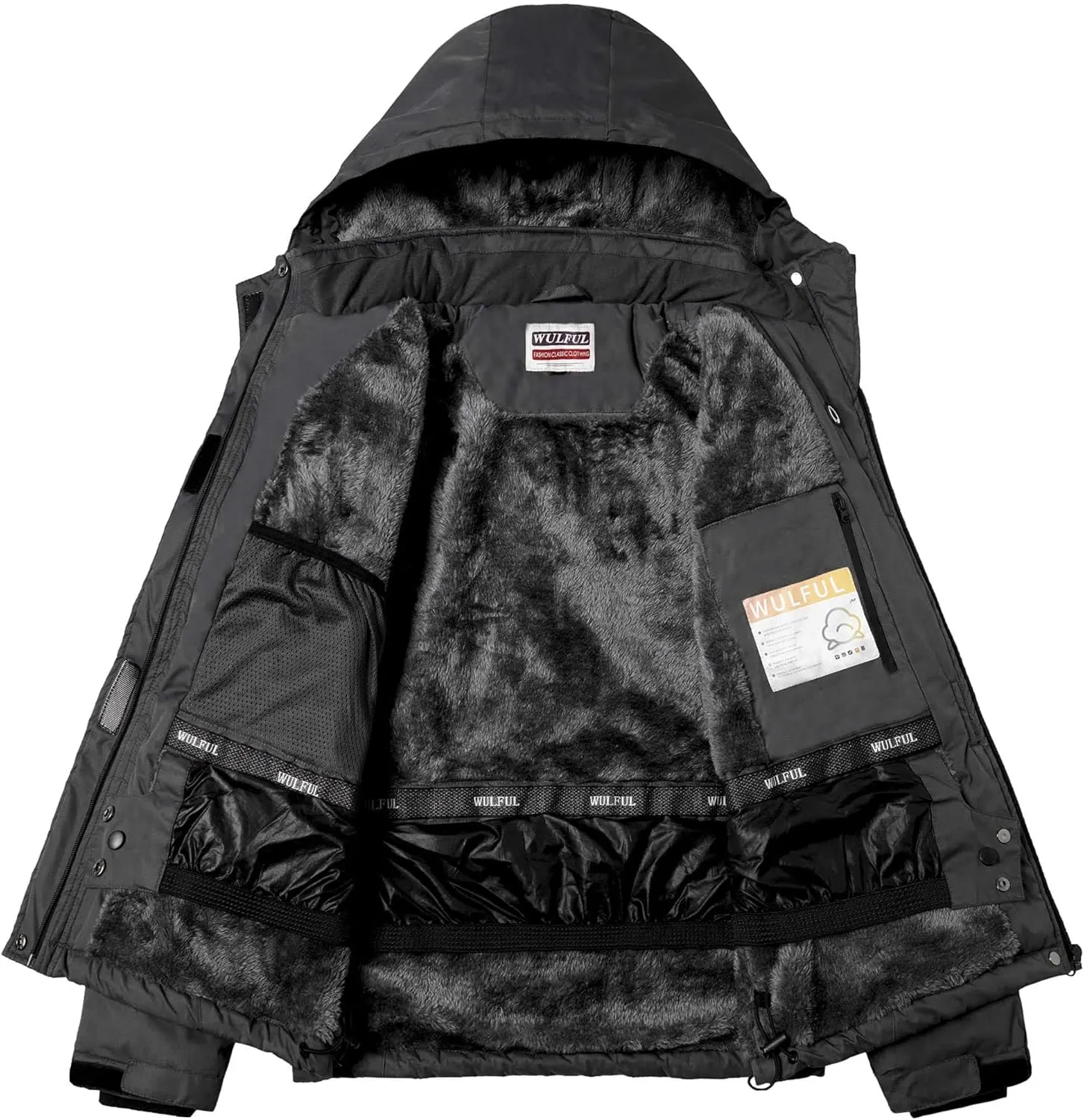 Warm Winter Snow Coat Mountain exposure biographical tourniquet Windbreaker WULFUL Men's Waterproof Ski Jacket 