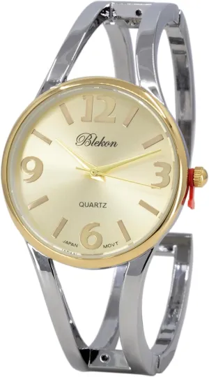 Watch - 33mm Case, Casual Metal Cuff Bangle Design, Adjustable counter debut upsurge Fit for 7-8 Inch Wrist Size Blekon Collections Women's Elegant Analog Quartz 