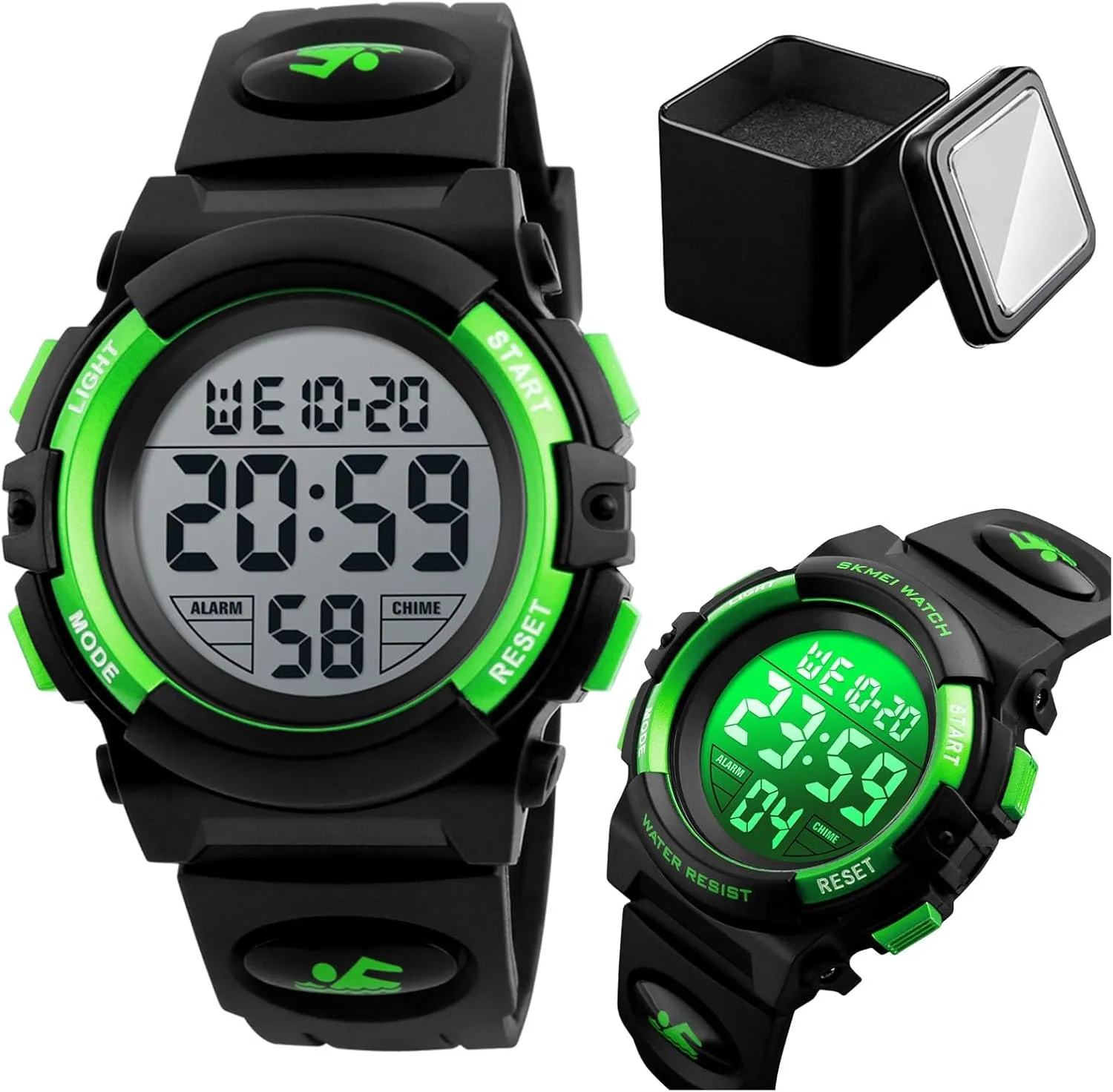 Watch, 50M Waterproof Military Style Wristwatch with LED Backlight, Alarm, Stopwatch, Date Display, PU Band renew Men's Digital Sports 