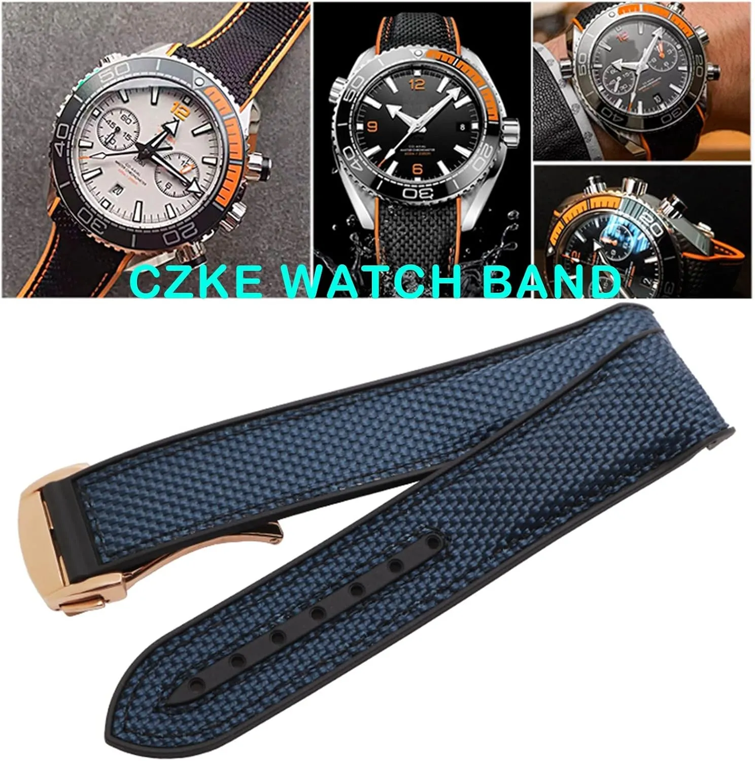 Watch Accessories Watch Band Watch Bracelet For Omega 300 SEAMASTER 600 kerosene stable sedimentary millet PLANET OCEAN Folding Buckle Silicone Nylon Strap 