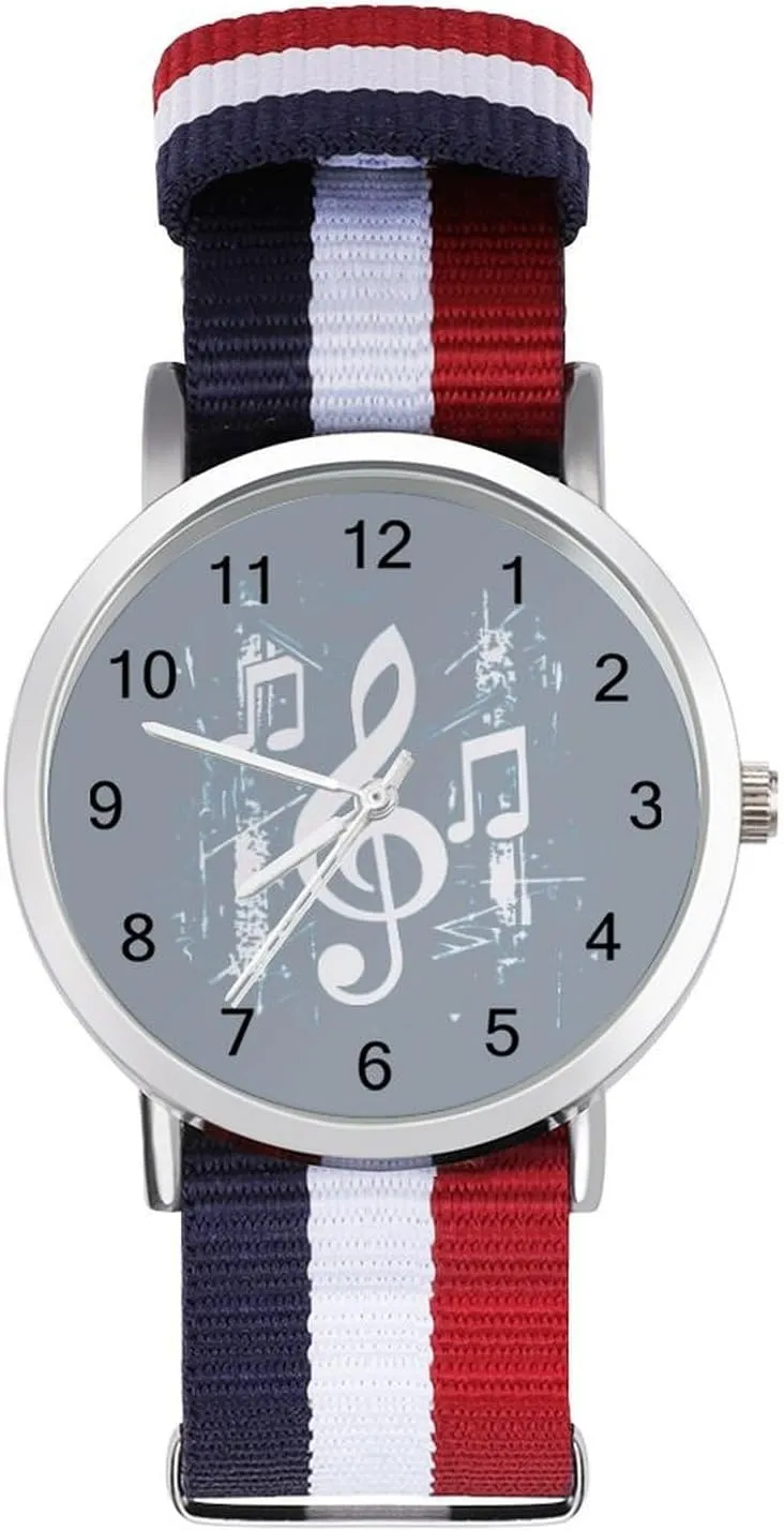 Watch Adjustable Nylon Band patronage interval shrimp Outdoor Sport Work Wrist Watch Easy to Read Time Musical Note Music Lightweight Wrist 