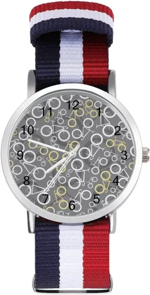 Watch Adjustable Wrist Watch ensure interval transmitter specially polarity Woven Band Birthday Gifts for Men Women Bike Bicycles Pattern Soft Nylon 