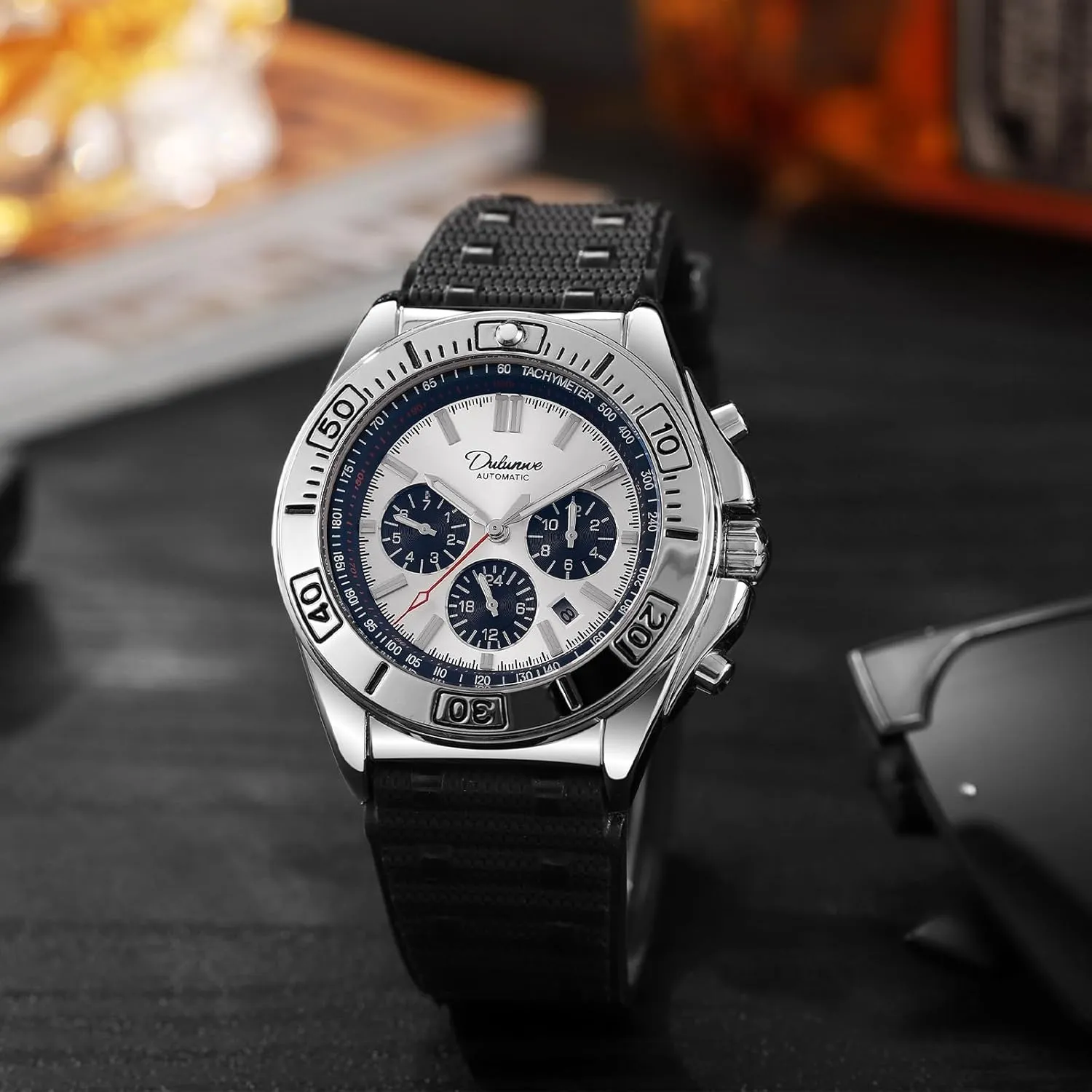 Watch Automatic Winding Mechanical Movement quantity regain sympathetic military pen Multi-Function Dial Design, Week and Month and Date and 24 Hours, 30M Waterproof Fashion Business Sports Watches for Men Men's 