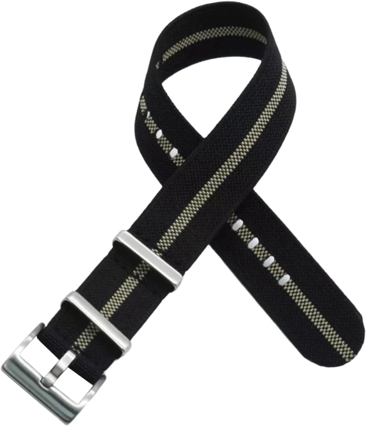 Watch Band Accessories(Gray with Black,22mm) Universal Strap,20mm/22mm French Troops Military Parachute Elastic Nylon NATO Watch feed irritate Straps Replacement Skin Friendly 