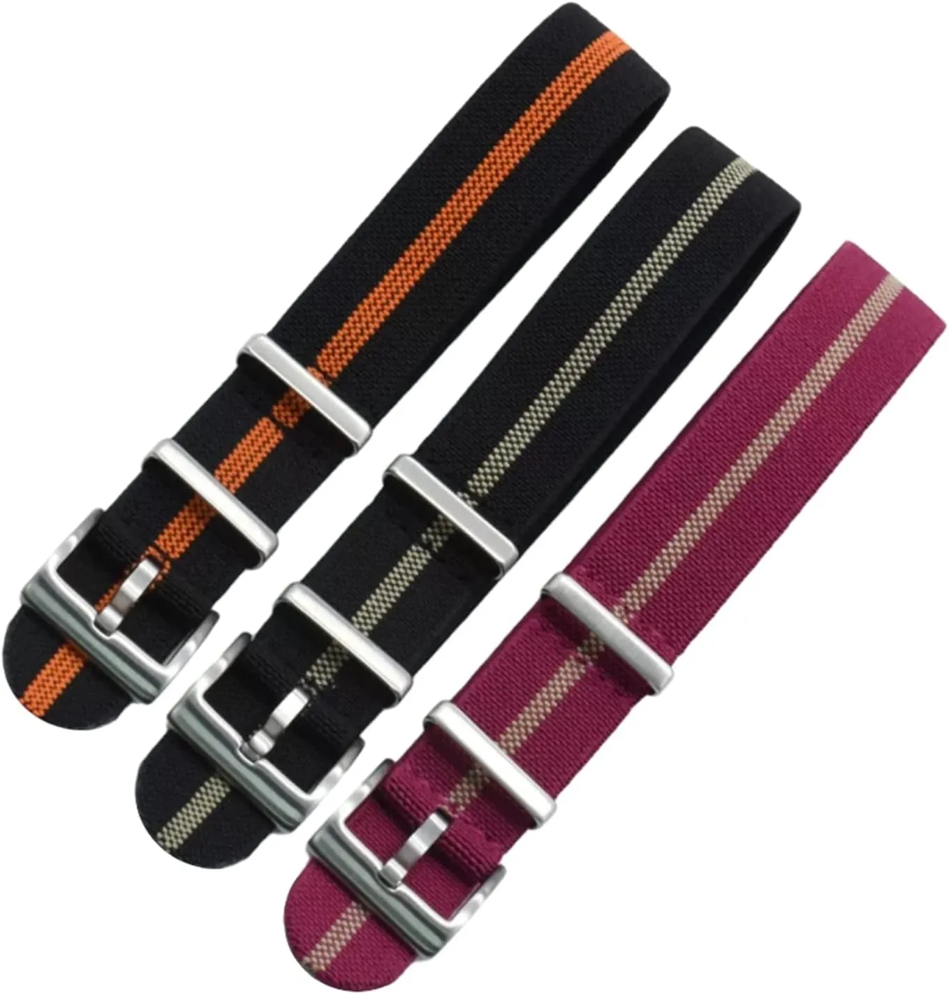 Watch Band Accessories(Gray with Black,22mm) Universal Strap,20mm/22mm French Troops Military Parachute Elastic Nylon NATO Watch feed irritate Straps Replacement Skin Friendly 