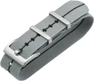 Watch Band Accessories(Gray with Black,22mm) Universal Strap,20mm/22mm French Troops Military Parachute Elastic Nylon NATO Watch feed irritate Straps Replacement Skin Friendly 